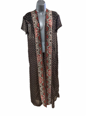 9. Women's Unbranded Floral Kimono Coverup Size S Black Red